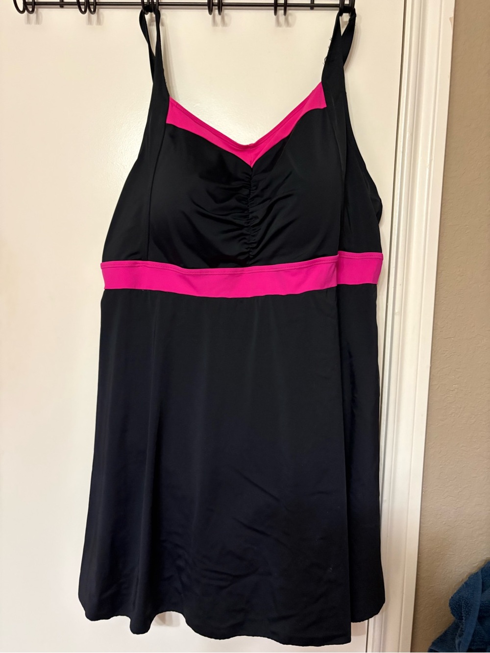 Black and Hot Pink Women's Swim Dress